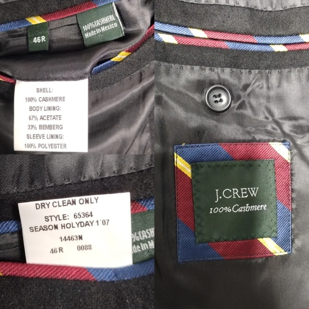 J. Crew Season Holiday 100% Cashmere Black Sport Coats Blazer Jacket Sz 46R